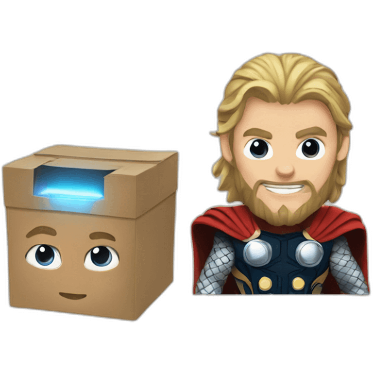 Thor and a computer in a box emoji