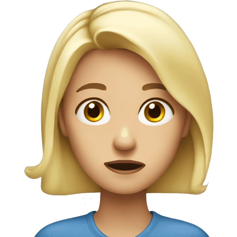 young blonde woman expressing confusion or disbelief emoji