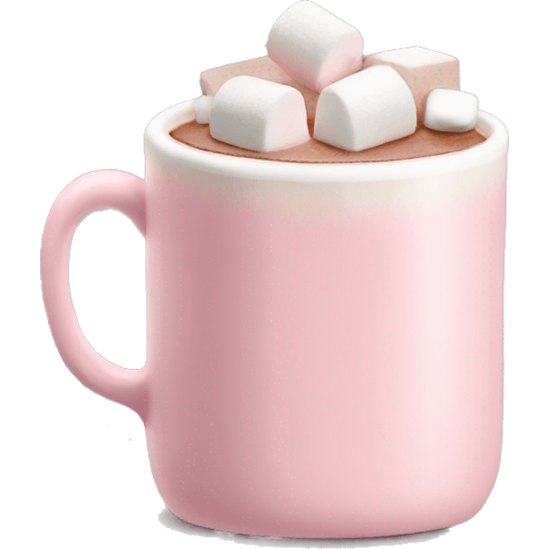 Light Pink mug of hot chocolate with marshmallows  emoji