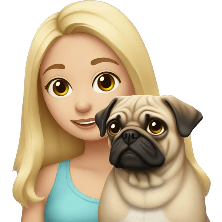 Blonde girl with a pug emoji