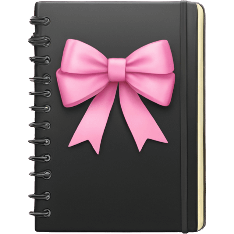 black notebook with pink bow on it emoji