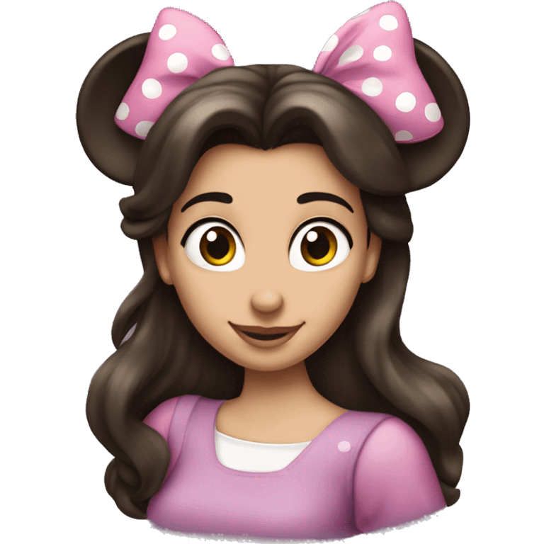 Brunette woman long hair Minnie Mouse ears emoji