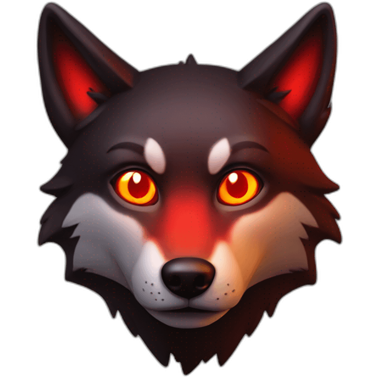 Red black & red wolf, red glowing eyes with fire emoji