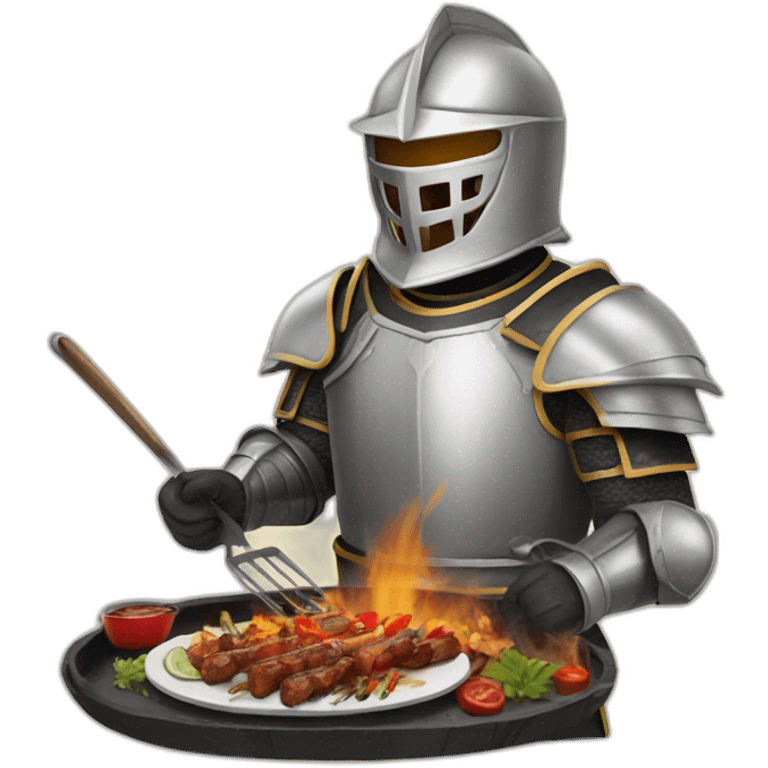 helmeted knight eating filipino bbq emoji