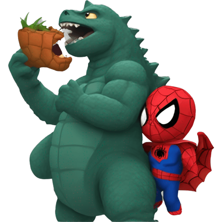 Godzilla kissing Spider-Man  emoji