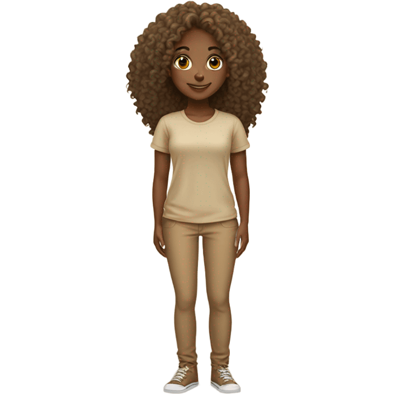 Cute black girl with curly honey blonde hair tan shirt emoji