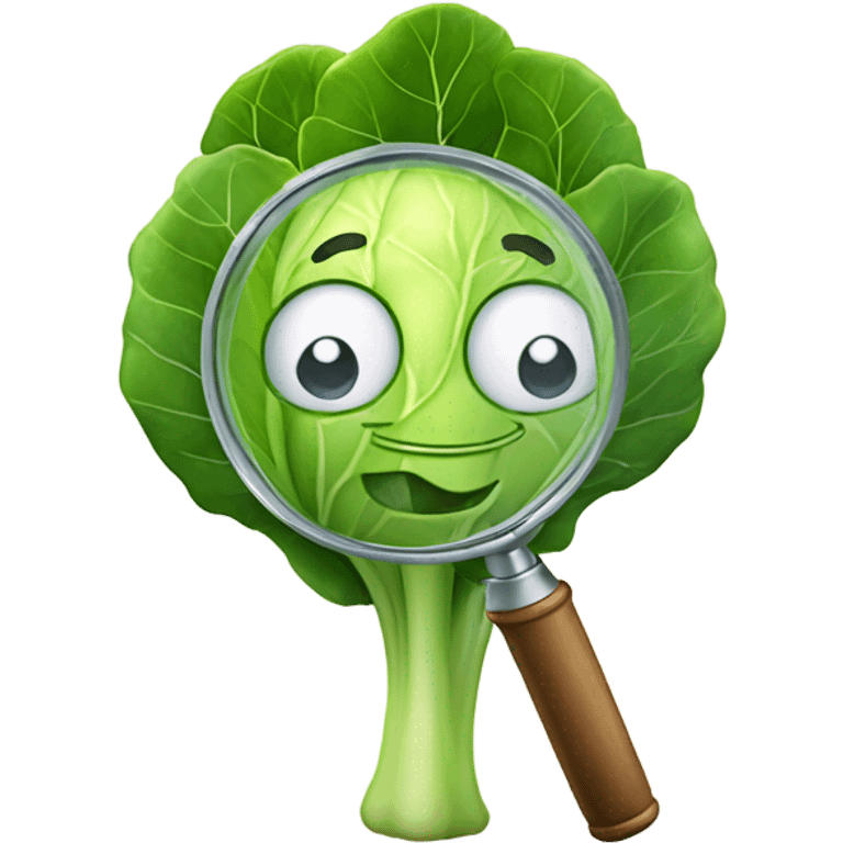 happy cabbage hold magnifying glass emoji