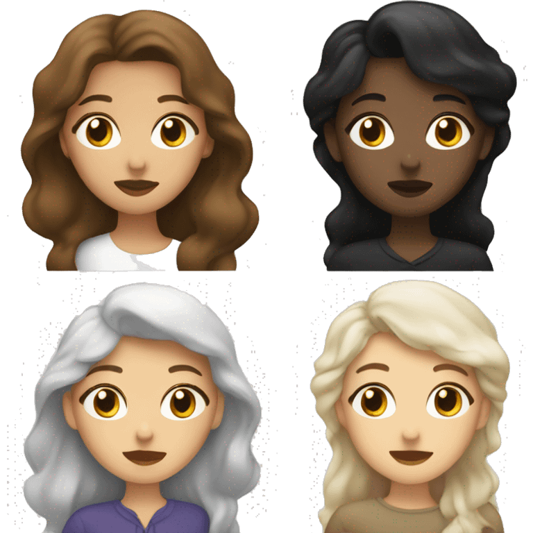 Two women kissing one white with brown hair and the other black with black hair emoji