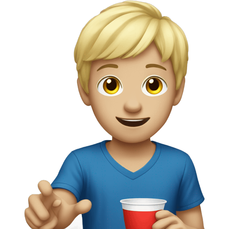 Blonde boy playing cup pong emoji