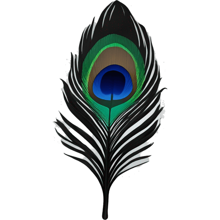 Single Peacock feather in black only emoji