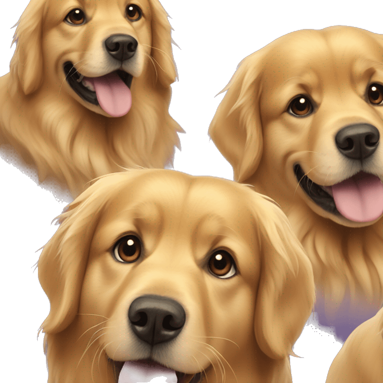 Three golden retrievers  emoji