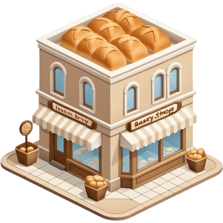 Isometric beige and white bakery shop emoji