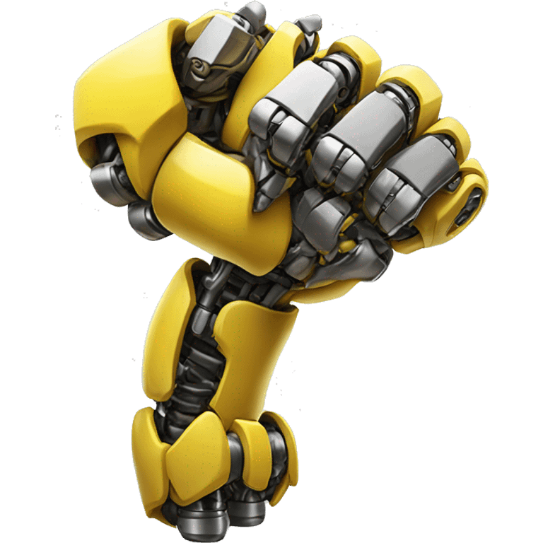 Yellow mechanical cyborg bicep that’s flexing emoji