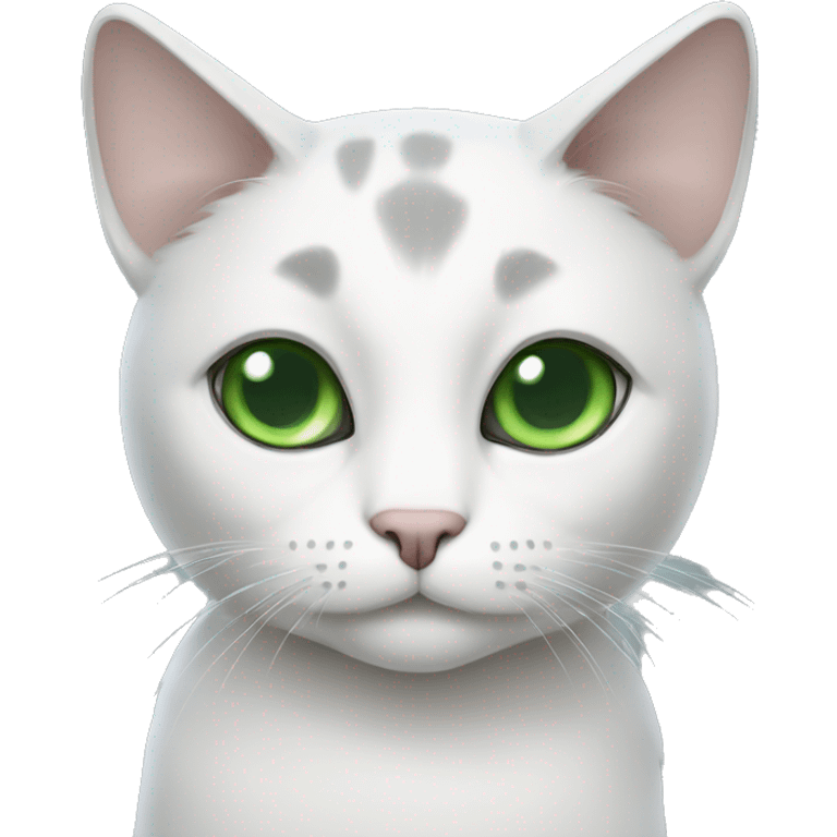 grey-white cat with green eyes  emoji