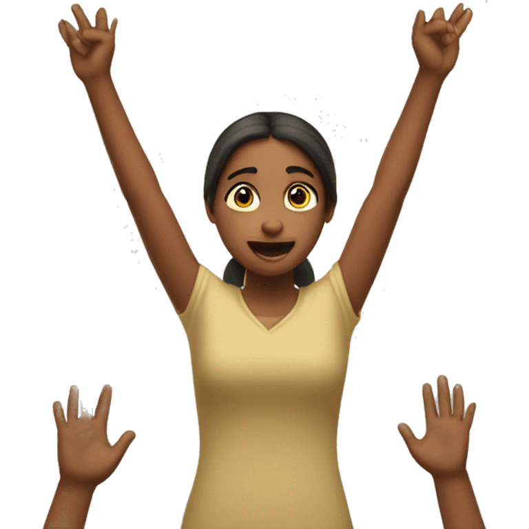 girl with hands up in defense when talking to her friends  emoji