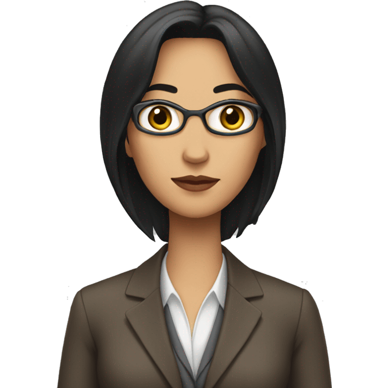 Female defense attorney with long black hair with brown suit emoji