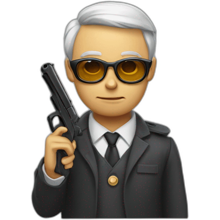 Un mec chauve à lunettes avec un Gun emoji