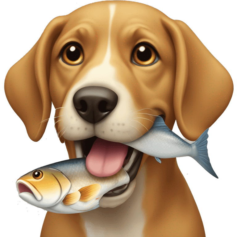 Dog eating fish emoji