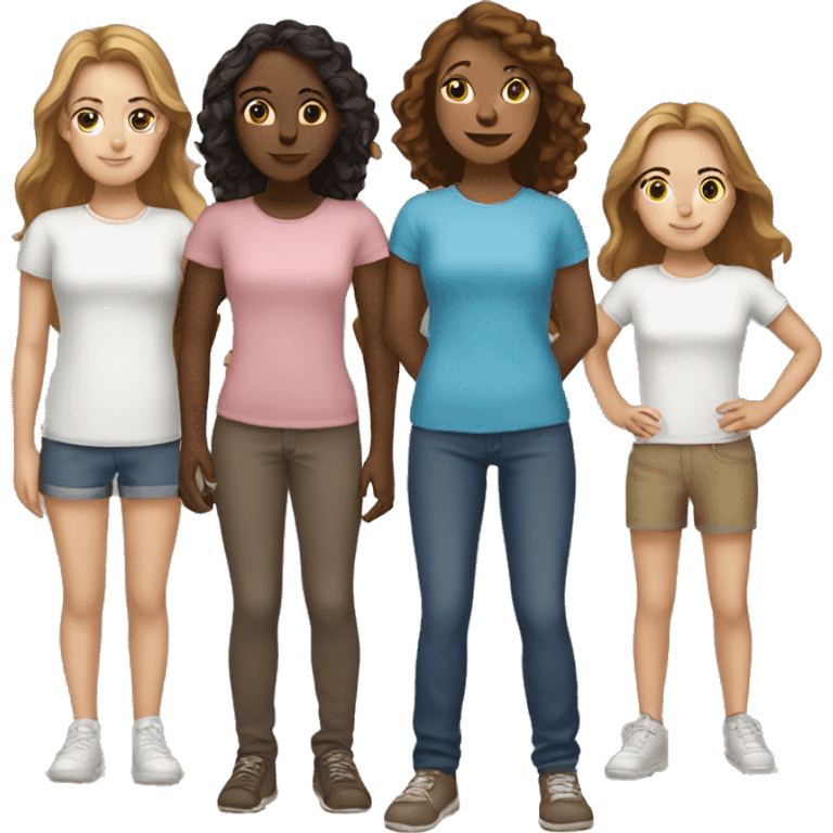 Five white girl with with brown hair (standing together) emoji