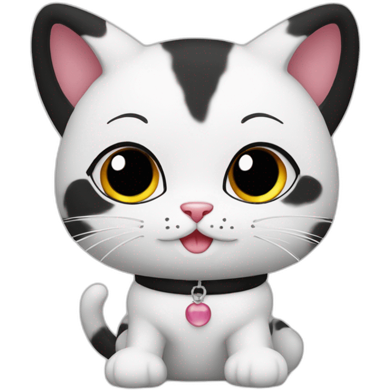 Cute cat black-white with custome New Year emoji