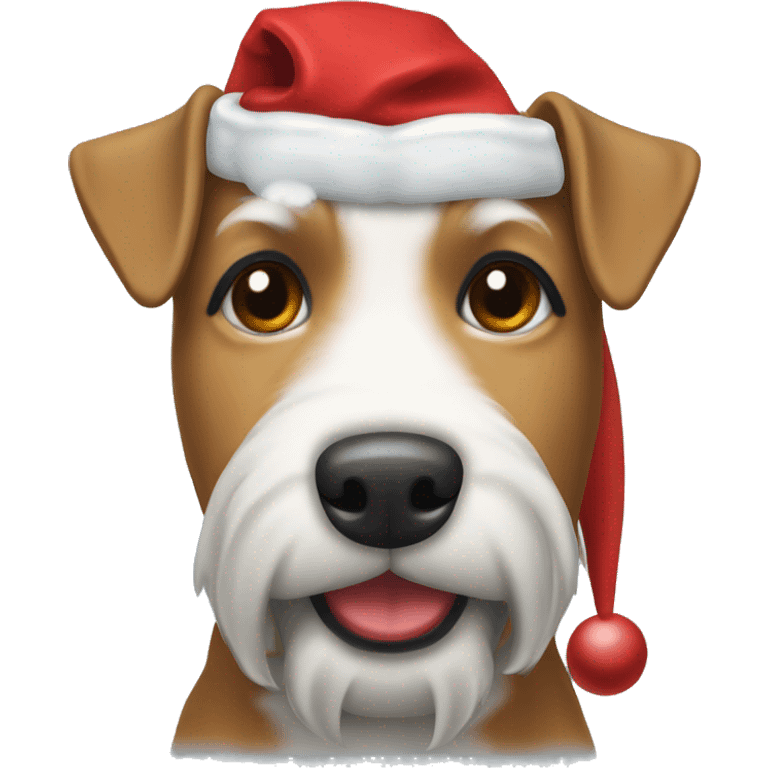 Airdale Terrier waering christmas hat emoji