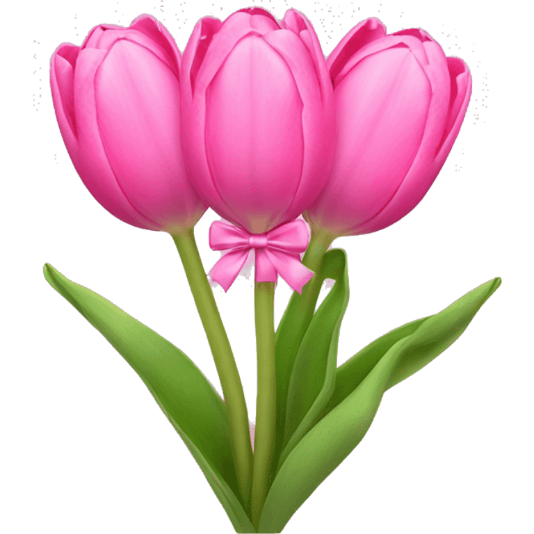 Pink tulips with a bow emoji