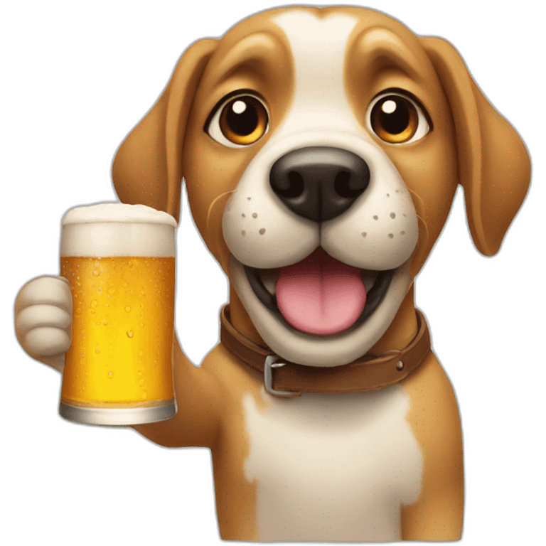 Dog hold beer emoji