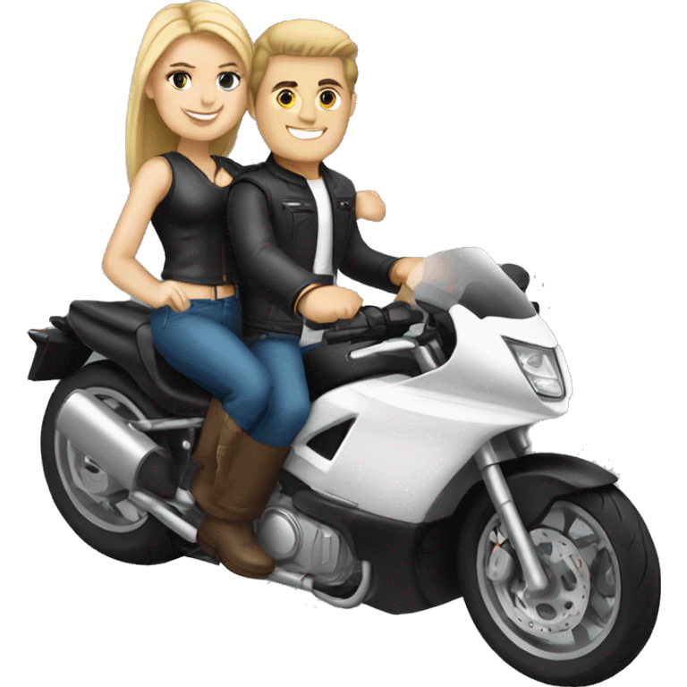 White man with a good looking white girl riding on a motorcycle  emoji