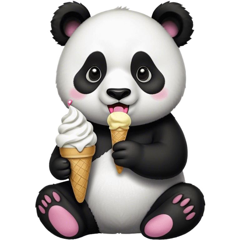 Panda eating ice cream emoji