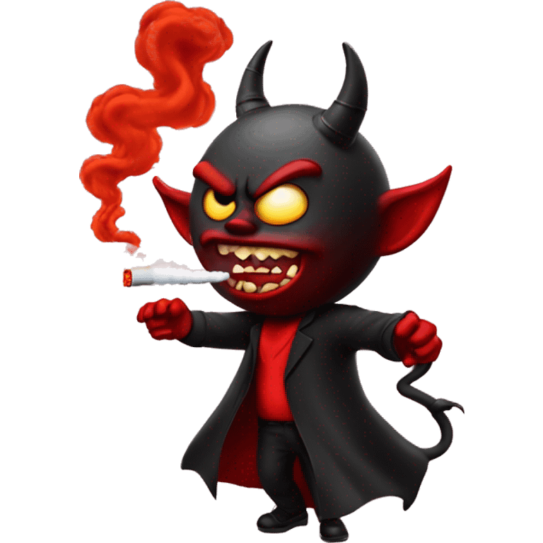 The devil hitting a vape emoji