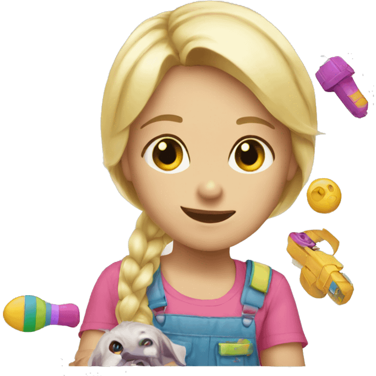 blonde children playing with toys  emoji