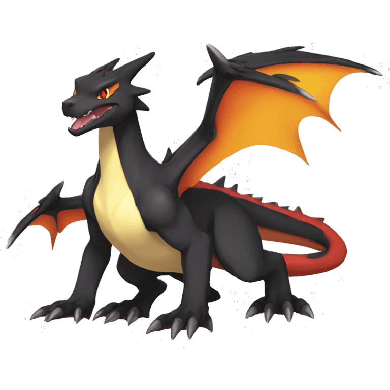 Anthro Cute cool black red white yellow nargacuga-Charizard sergal animal hybrid Fakemon full body emoji