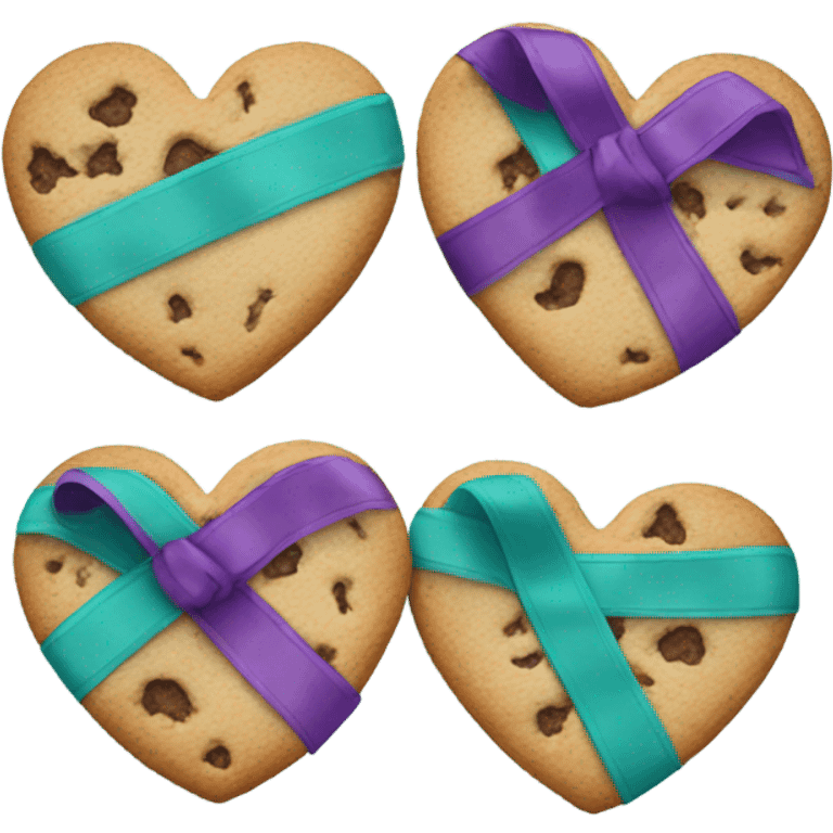 Cookie heart with teal purple support ribbon emoji