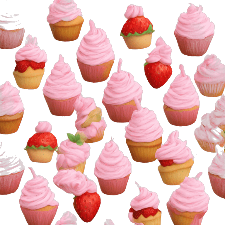 birthday pastel pink strawberry capcake  emoji