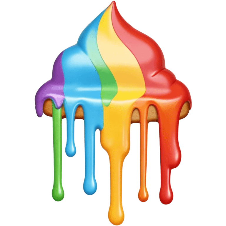 Rainbow colored dripping icing emoji