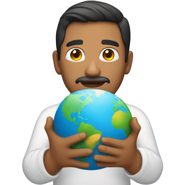 Latino man with the world in his hands emoji