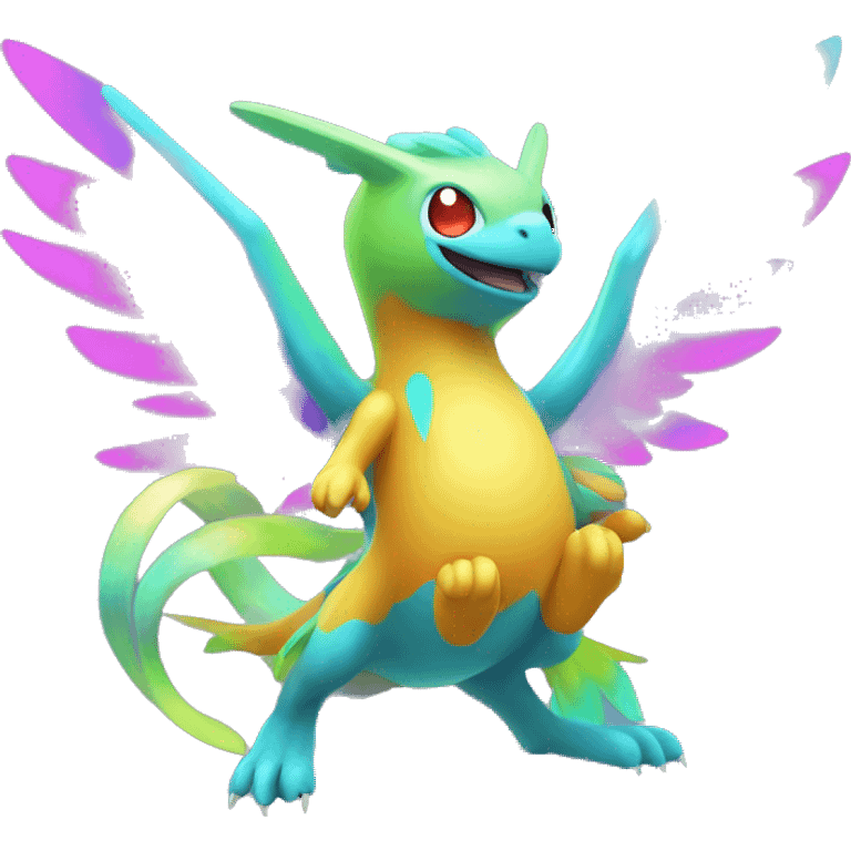 Colorful Neon Colors Flying Fakémon-Pokémon-Creature Full Body emoji