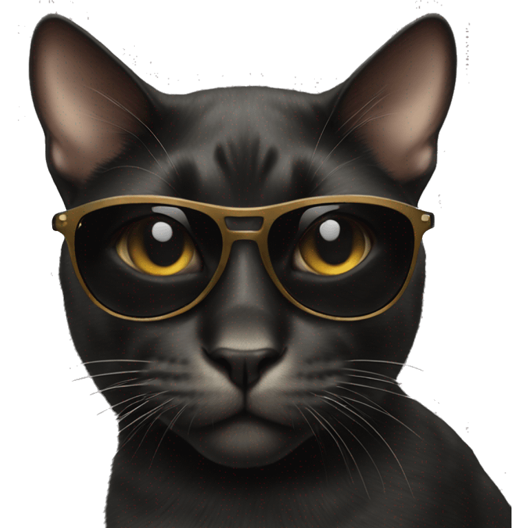 Black cat with leopar sunglasses  emoji