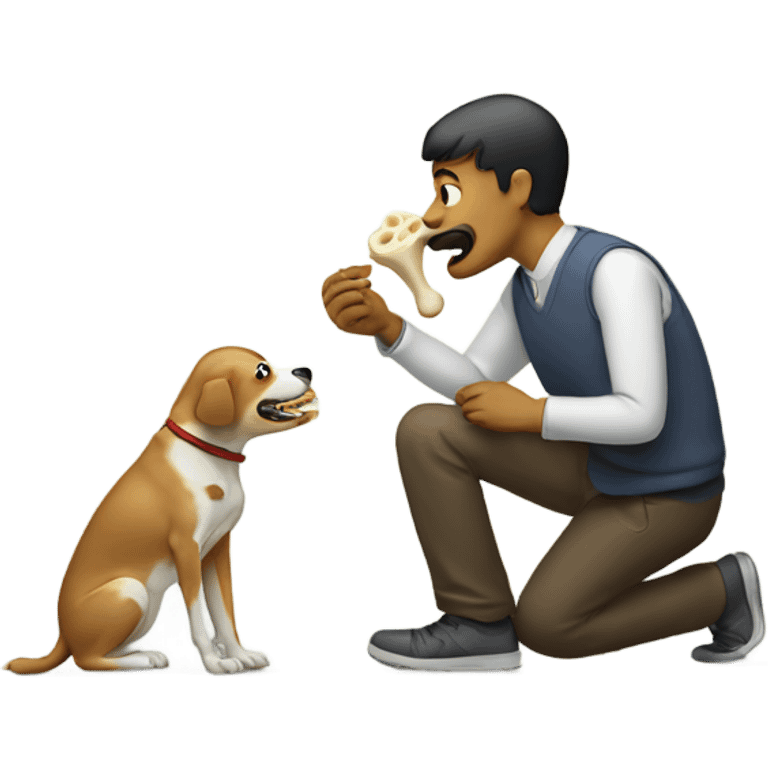 dog eating man’s bone emoji