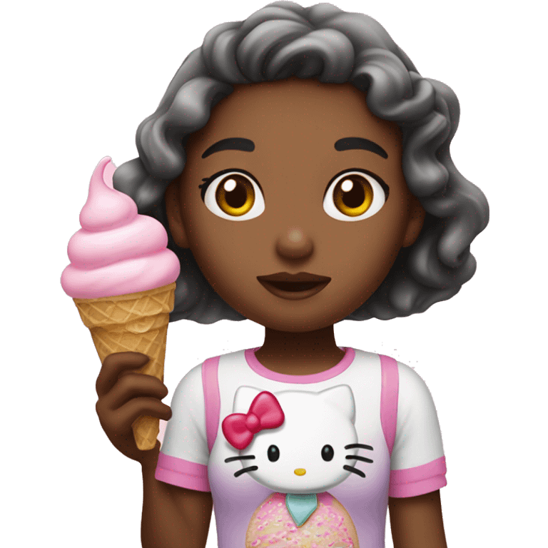 Girl with hello kitty ice cream emoji