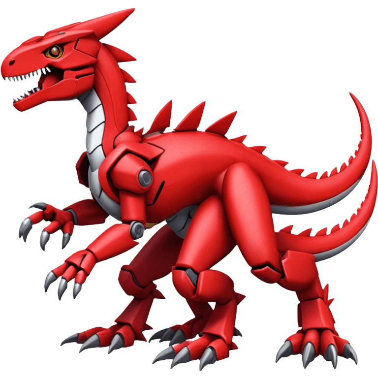  Cool Edgy Futuristic Red Digimon-Fakemon-Guilmon-Velociraptor-Dragon-Mecha full body emoji