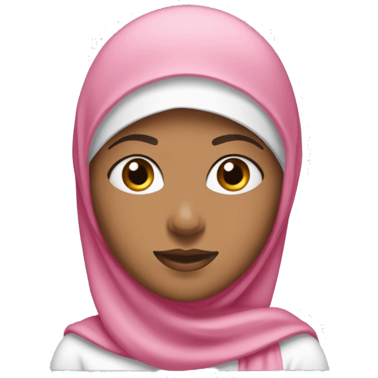 a girl with under cap white and hijab pink a white jersey emoji