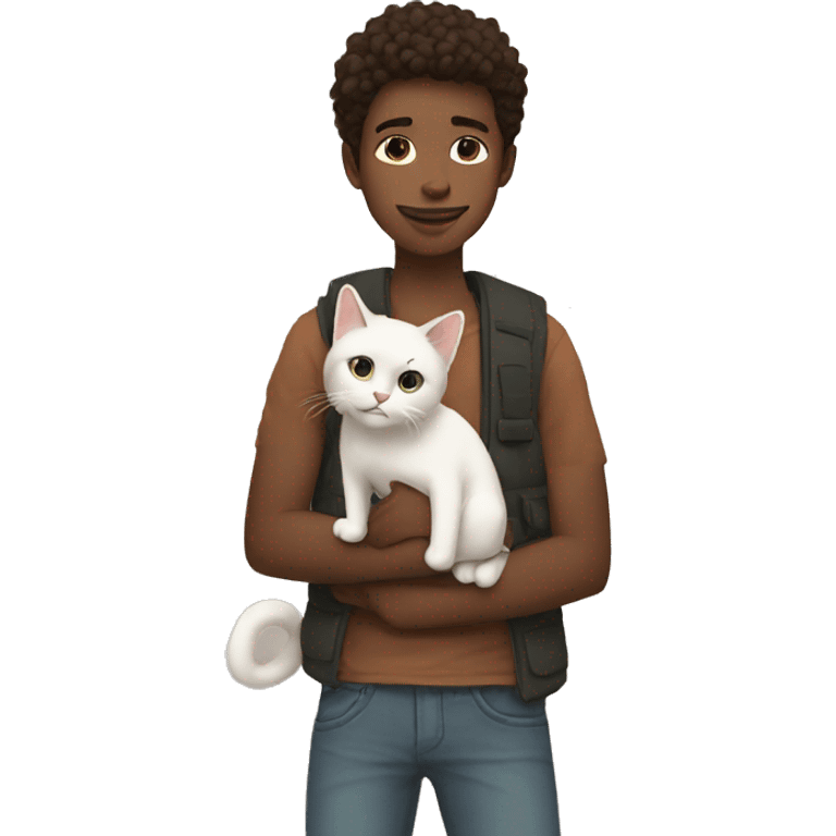 Cool boy hold a cat emoji