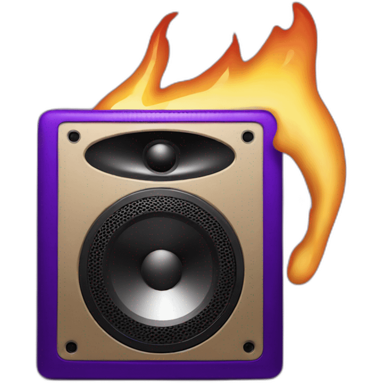 large speaker on purple fire emoji