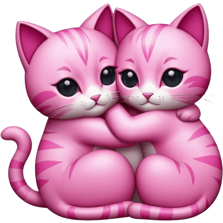 Pink cats hugging emoji