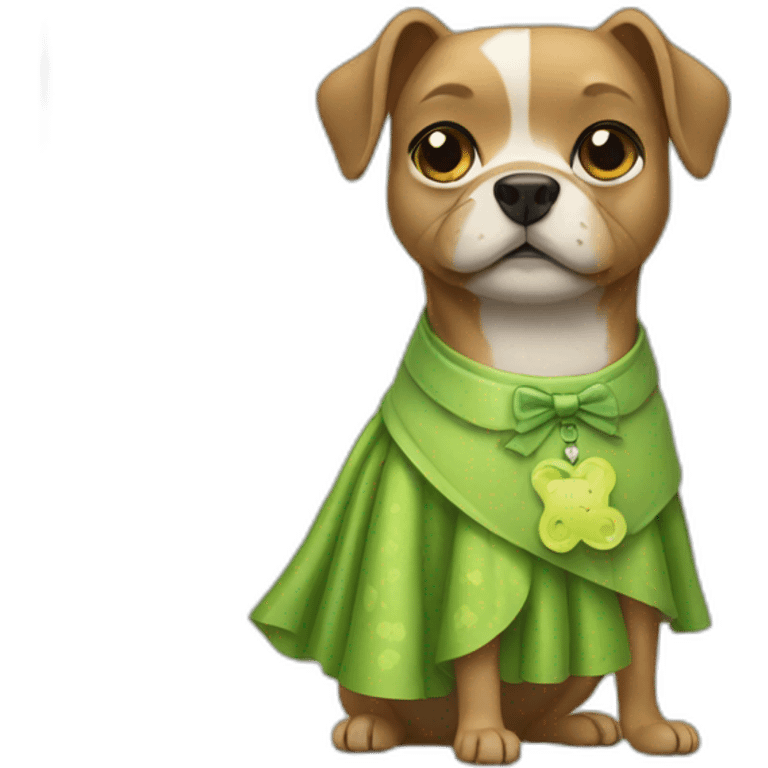 Dog with skirt and frog emoji