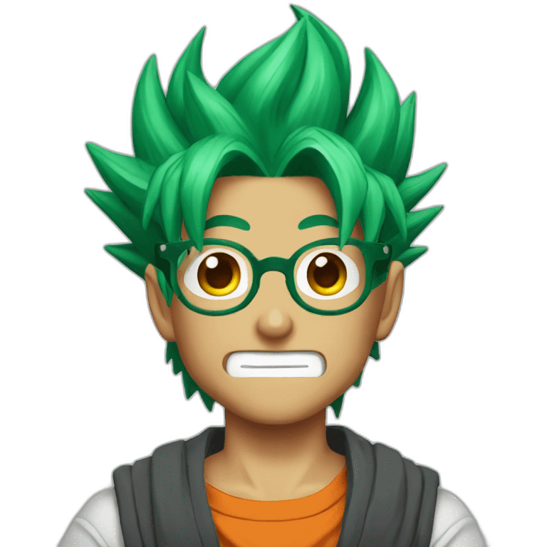 Goku with glases and green hair emoji