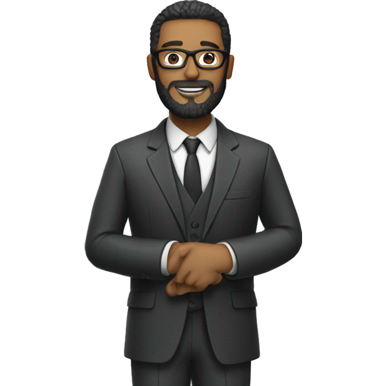 Man with beard and glasses and wearing a suit riding a motorcycle emoji