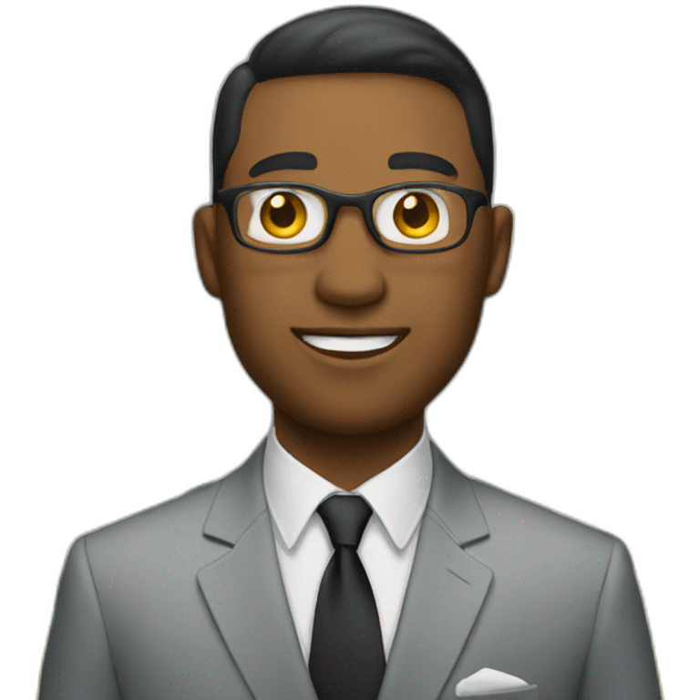 man in suit in front of house emoji