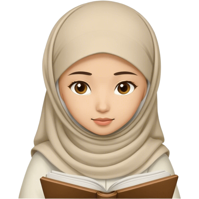 a white young asian Muslim woman studying  emoji